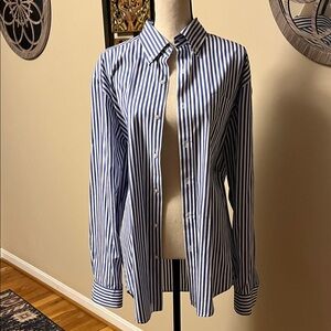 J. McLaughlin Nautical Blue and White Striped Shirt, man XL, new